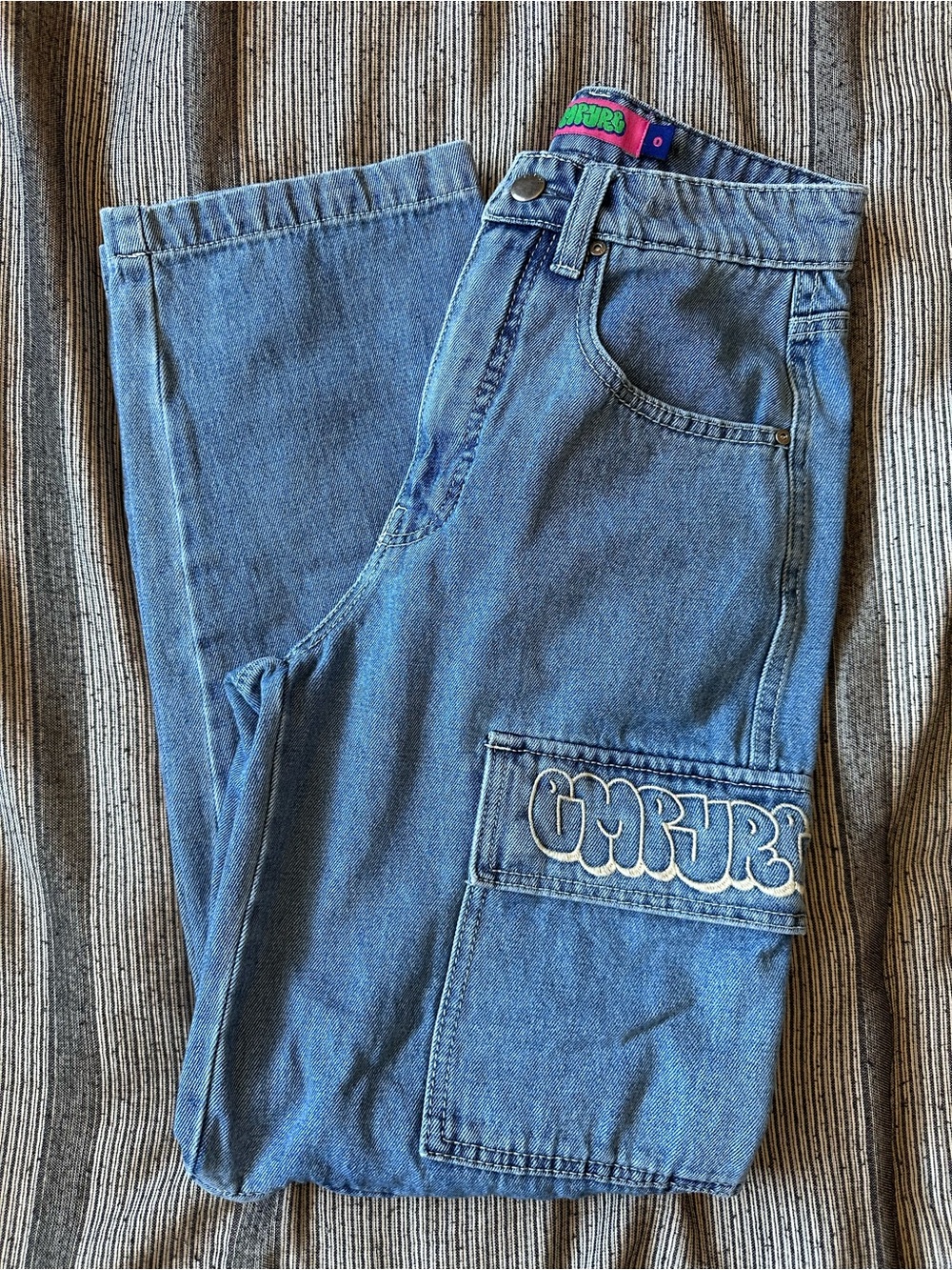 Empyre Blue Zip-Off Cargo Jeans with Embroidered Flap